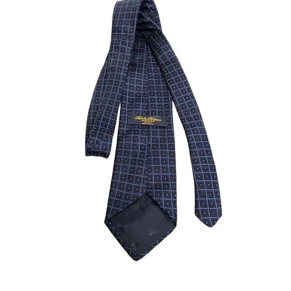 Brooks Brothers navy blue print pure silk tie - Picture 7 of 8